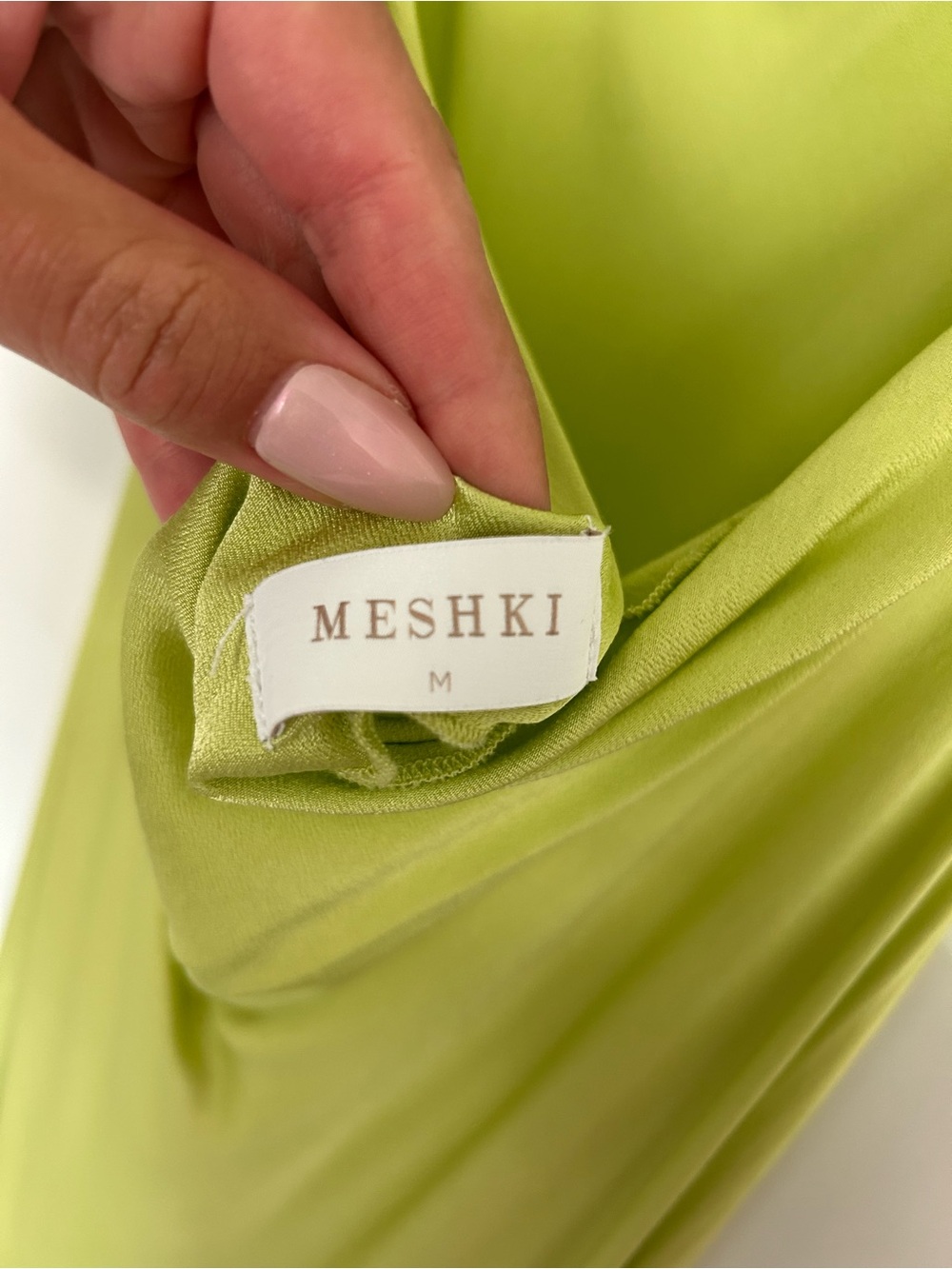 Meshki Satin Cowl Slip Dress - Neon Lime - Picture 4 of 4